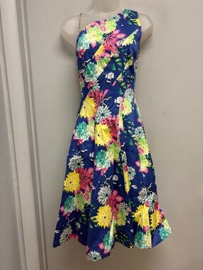 BGL Fashion Group One Shoulder Floral Midi Dress Size S / US 6 NWT